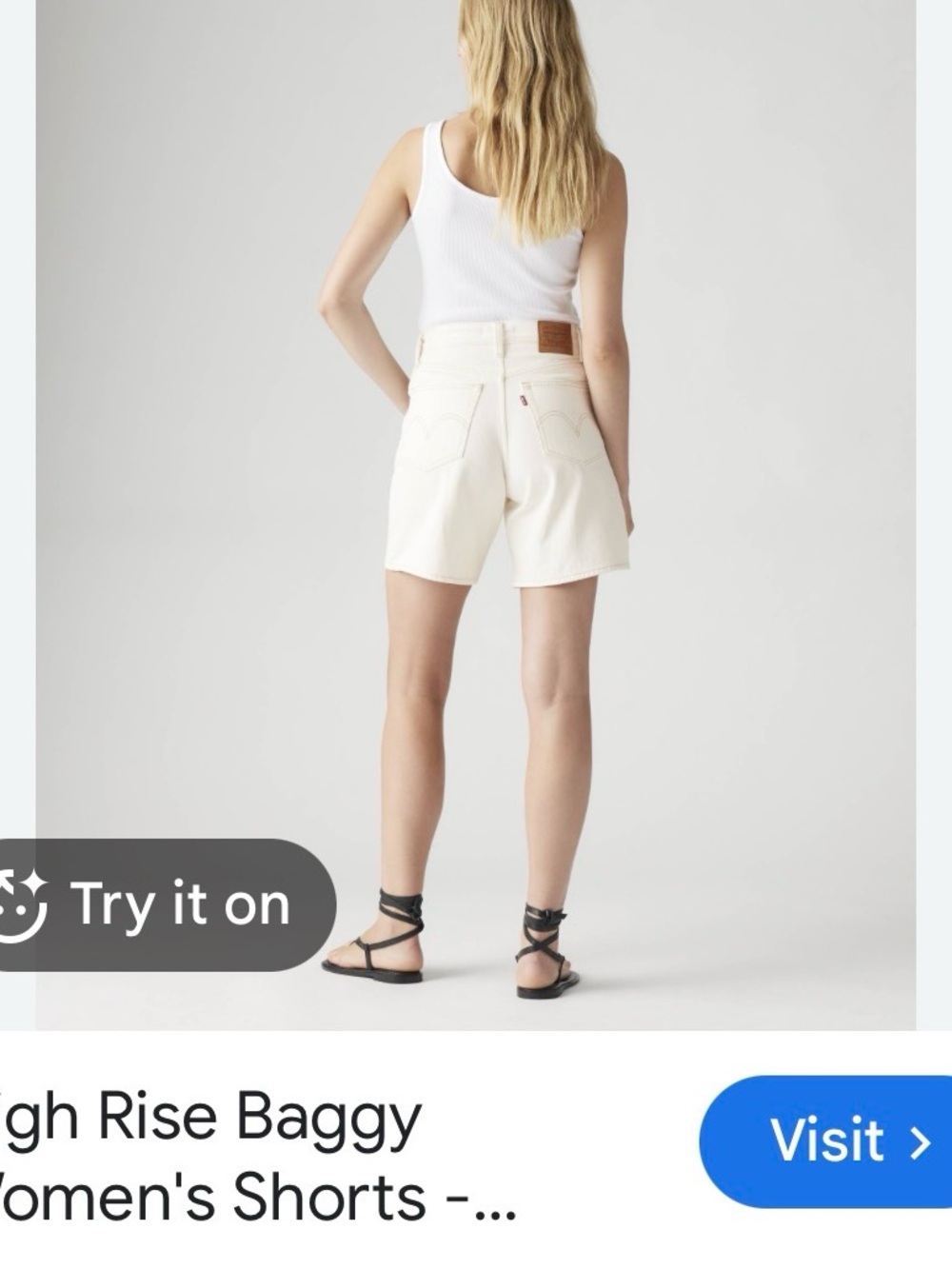Levi's High-Rise Baggy Jean Shorts in Cream